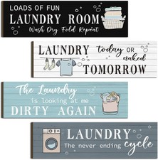 Laundry Room Wooden Funny Sign Wall Plaque Rustic Farmhouse Multi Color