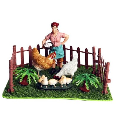 Bauernhof Tier Figuren & Scheunenhof Zubehör Set - Miniatur Bauernhof Puppenhaus