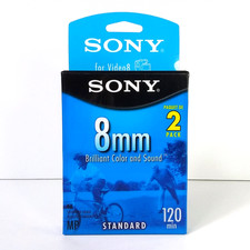 Sony 8mm P6-120MPL 120 Minute Video 8 MP Standard Tapes Sealed 2 Pack NEW