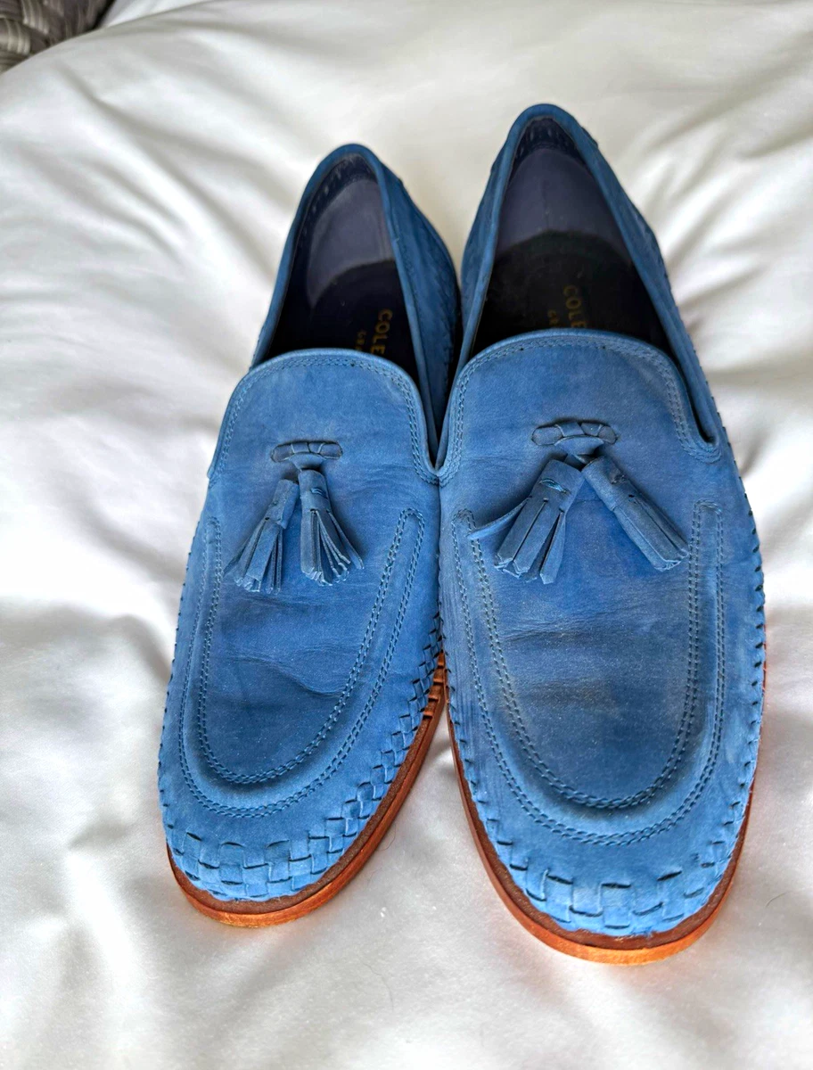 Cole Haan Suede Blue Dress Shoes for Men for sale