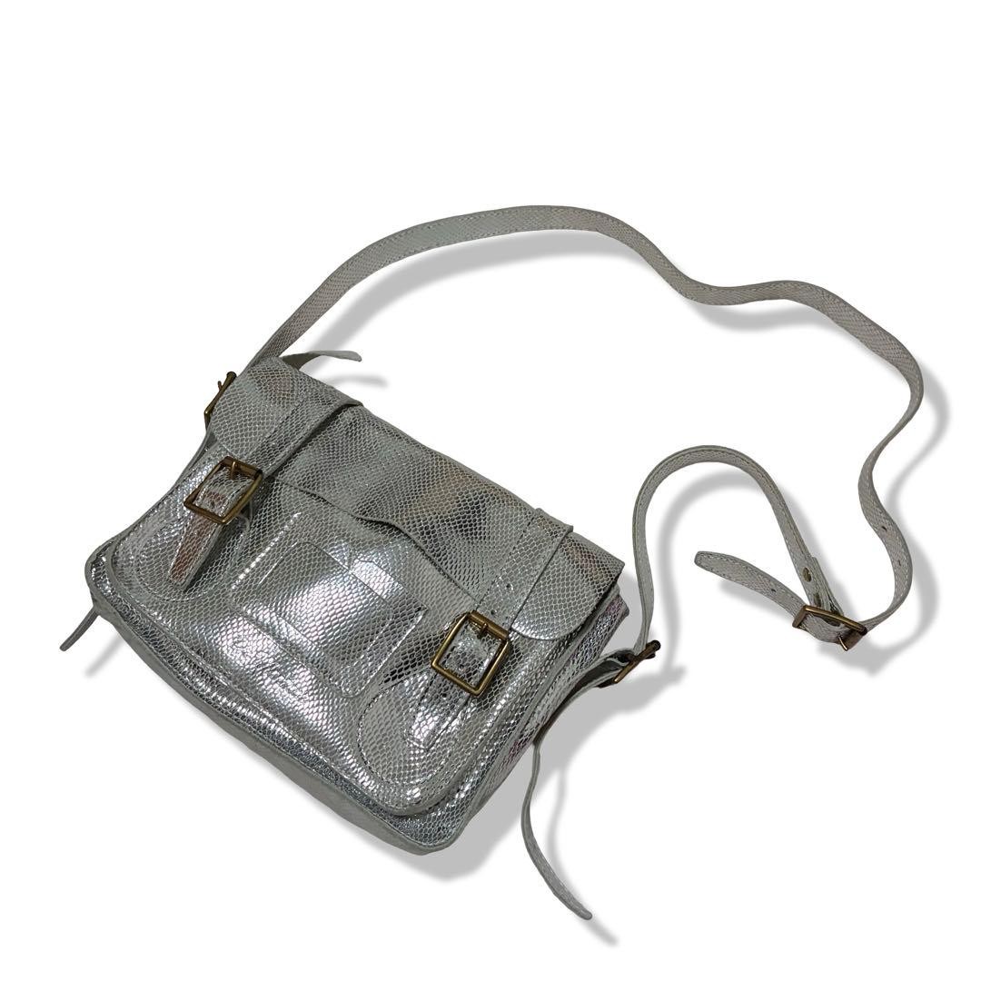 DR MARTENS Messenger Bag Python Silver Vintage Au… - image 3