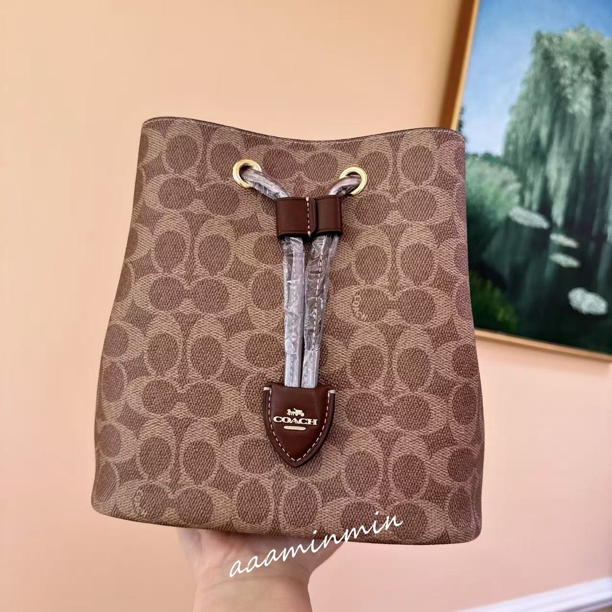NWT Coach Rowan Bucket Bag In Signature Canvas CBH07 Tan Brown | eBay