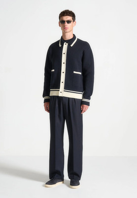 HERREN Maniere de Voir Marine klassisch gekämmte Baumwolle Strick Cardigan von Julian
