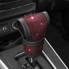 Bling Auto Gear Shift Knob Cover, Car Knob Gear Stick Protector, Sparkly Red