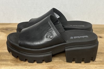 Timberland Everleigh Black Slide Platform Sandals Women s Sz 10 EUC Barely Worn