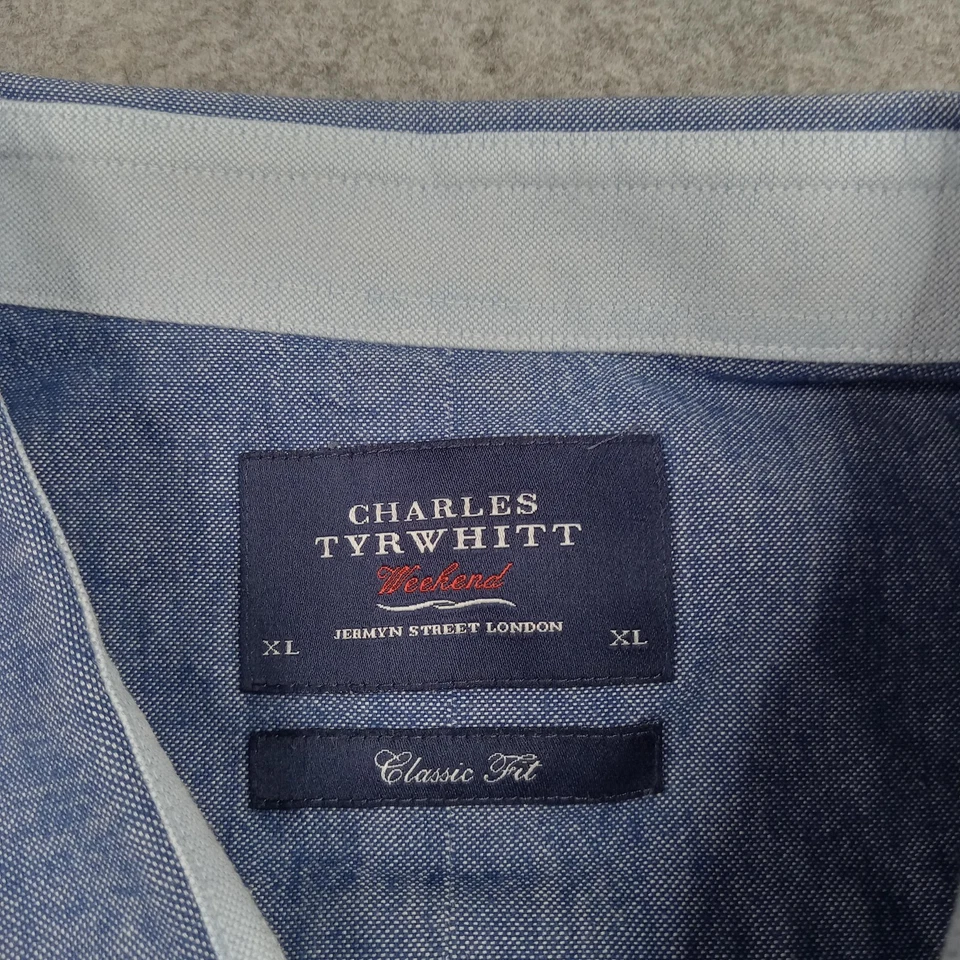Camisa Charles Tyrwhitt Para Hombre XL Azul Abotonada Oxford Manga Larga Calce Clásico Foto 2 de 4