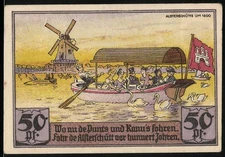 Notgeld Hamburg 1921, 50 Pf, Alsterschifffahrt und Reiter auf Pferd, Sportverei 