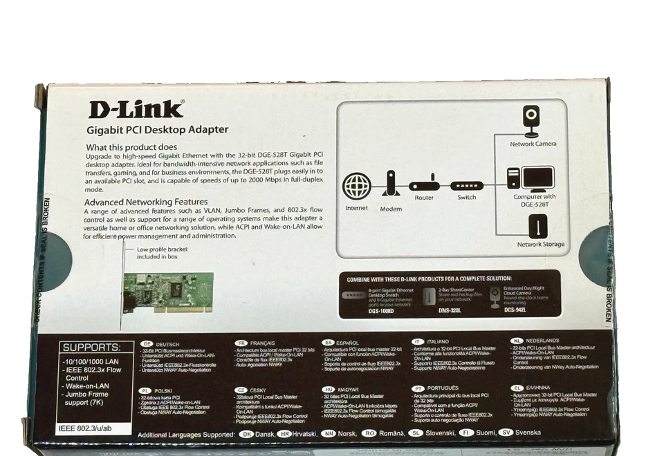 D-Link DGE-528T Gigabit PCI Desktop Adapter Card, Inc low profile bracket NEW - Image 2 of 4