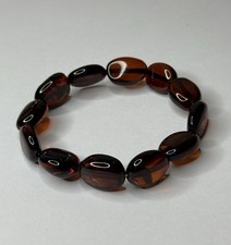 Genuine Natural Baltic Amber Stone Bracelet.Dark Cognac Amber Stone Bracelet.