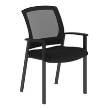 HERCULES Commercial Black Mesh Stackable Side Chair with Arms and Powder Coat...