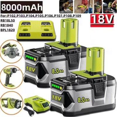 Für RYOBI 18V Akku P108 P107 RB18L50 RB18L40 12,0AH 8,0AH 6,0AH / Ladegerät Set