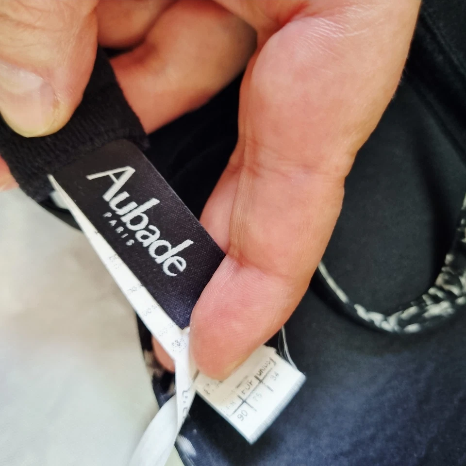 Aubade Vintage Y2K Black White Floral Lace Luxury Balconette Bra 34B  - Image 3 of 4