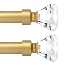 Knobelite 2 Pack 1-Inch Diameter Single Window Treatment Curtain Rod, Crystal...