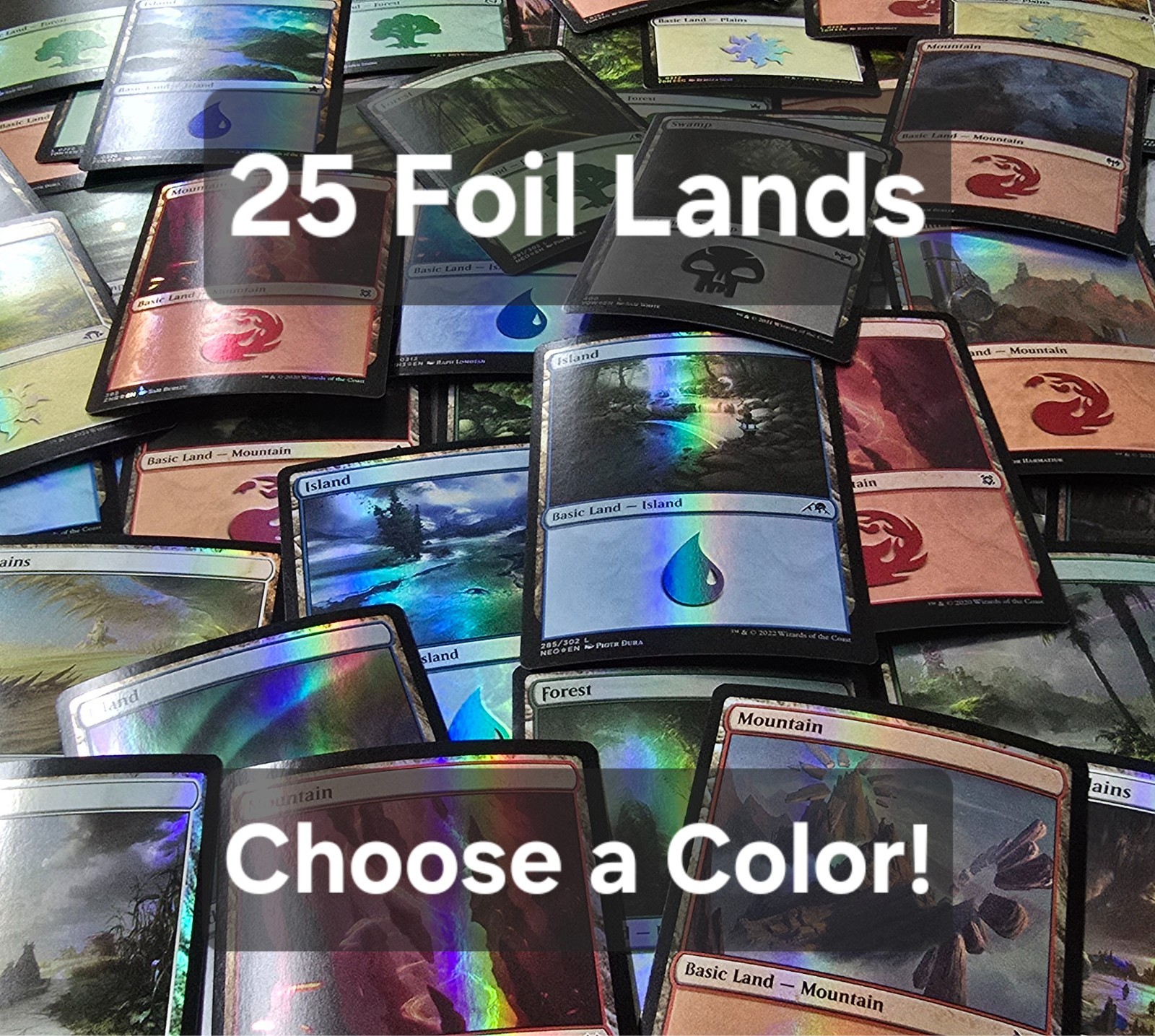 25 Foil Magic the Gathering Foil Land Lot - Pick your type
