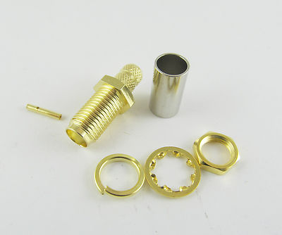 10Pcs SMA Female Jack Nut Bulkhead Crimp RG58 RG142 RG223 RG400 LMR195 Connector