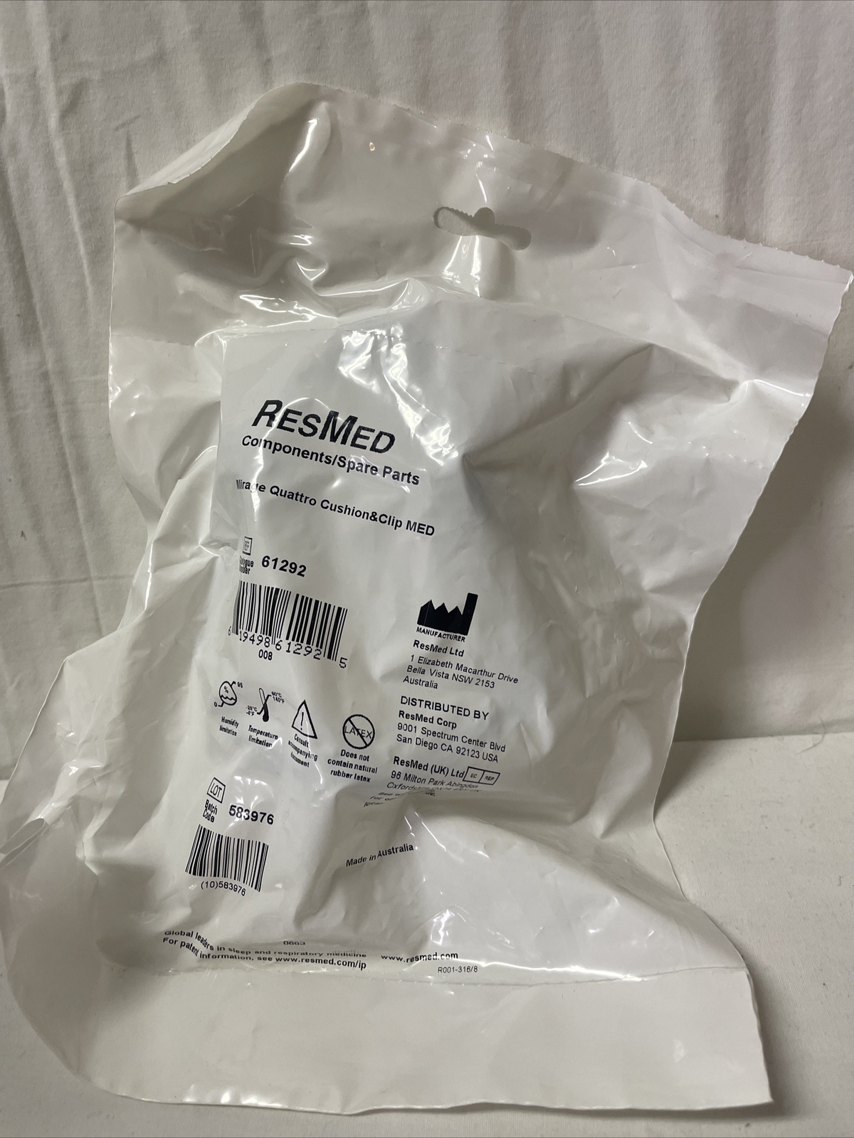 NEW Factory Sealed ResMed 61292 Mirage Quattro Replacement Cushion & Clip Medium eBay