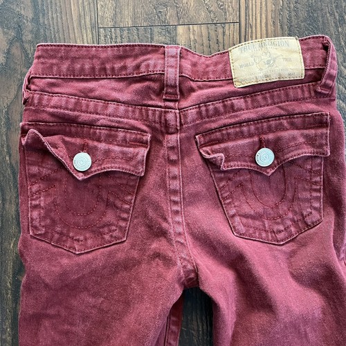 TRUE RELIGION SECTION STRAIGHT JEANS GIRLS SIZE 12 RED ACTUAL 26x27 PANTS - Picture 11 of 17