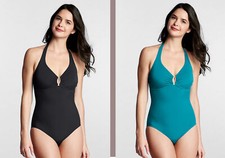 Lands' End  Avalon Halter One Piece Women's Swimsuit 85 NIP