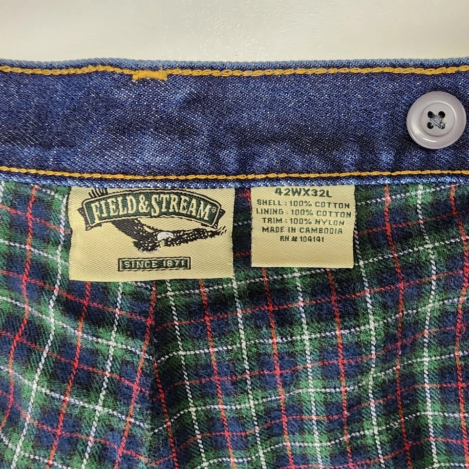 Field and Stream Denim Upland Jeans Brush Double Front Flannel Lined Mens 42x32 - Image 4 of 4