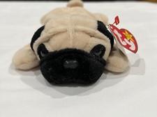 TY Beanie Baby - PUGSLY the Pug Dog 8 inch - MWMTs Stuffed Animal Toy 4106