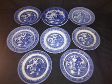 Vintage Lot Of 8 Blue Willow Oriental Pattern Plates Various Makers 9"- 10 1/8"