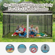 Replacement Mosquito Curtains Netting Screen Wall for 10'x13' Gazebo Porch Patio