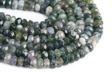 Natural Botanical Moss Agate Grade AAA Faceted Rondelle Loose Beads 6x4MM 8x5MM