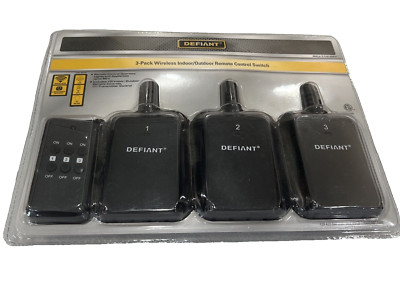Defiant 3-Pack Wireless Indoor Outdoor Lighting Remote Controlled Switch - New