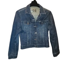 Women's Large L Blue Denim Jacket Crest Jeans Bold Threads