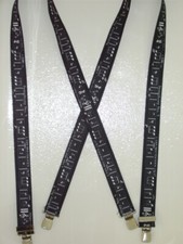 Men's Suspenders X Style 1-1/2" MUBK Design with White Music Score and Snaps