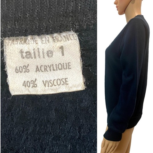 70s 80s Chamonix Mont Blanc V Neck Flocked Ski Sweater | made France - Picture 3 of 6