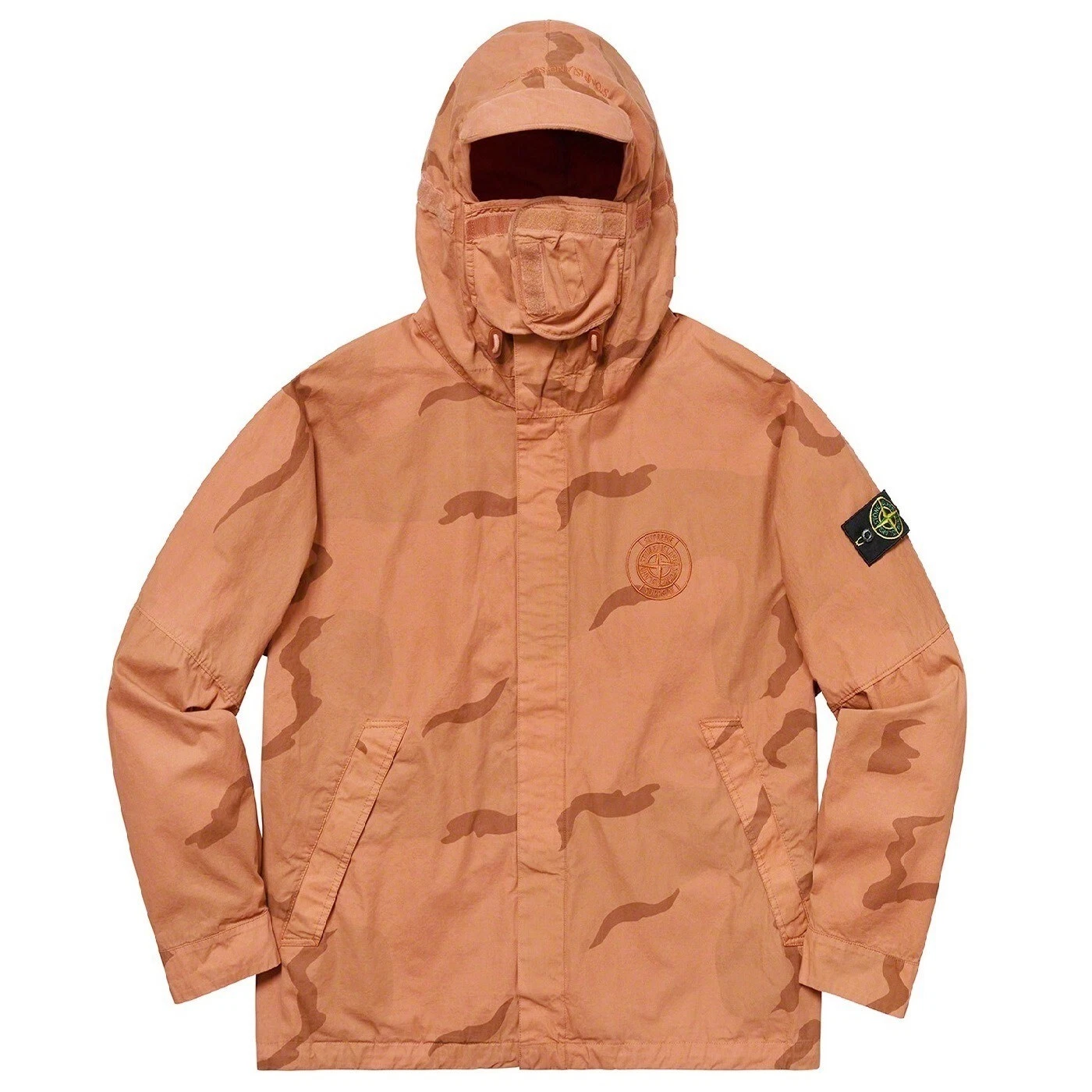 STONE ISLAND SUPREME Masque anti émeute camouflage veste capuche coton 2C OVD sable corail S19 M L