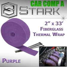 2" x 33' In Ft Fiberglass Manifold Header Exhaust Heat Tape Wrap Ties PURPLE (I)