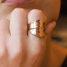 Solid Copper Adjustable Minimalist Healing Ring, Handmade, Unisex, Hammer Band