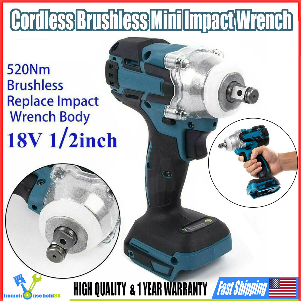Cordless Brushless Impact Wrench 18V 