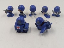 Lot of 7 Awesome Little Green Men Blue Military Figures MGA