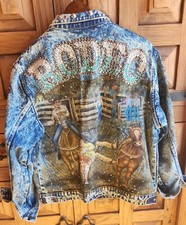 Rodeo Bling Womens Jean Jacket Rhinestones Metal Decor Beautiful!