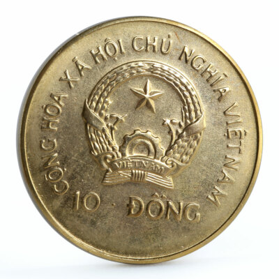 Vietnam 10 dong Dragon Boat Ship gilded CuNi coin 1988 | eBay