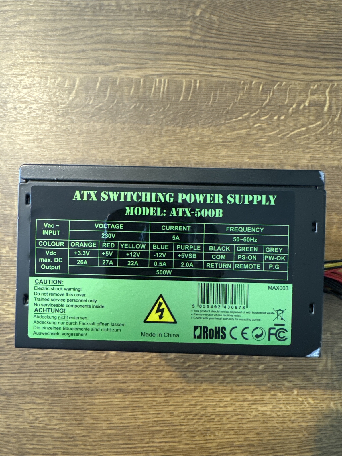 PSU ATX PC CIT ATX500B 500W PSU PC Power Switching Supply 12cm Silent