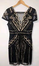Black Sequin Dress V-Neck Medium Nwt