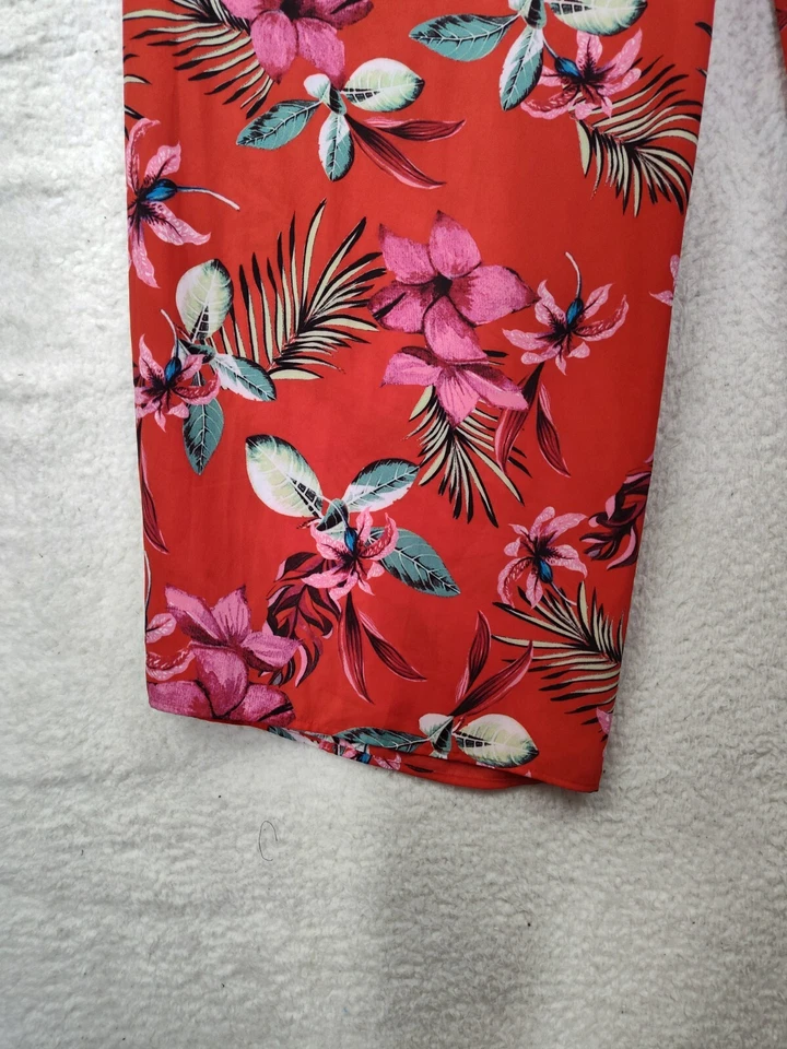 Pantalones Missguided Mujer 6 Rojo Floral 100% Poliéster Pierna Ancha Calce Informal Culotte Foto 4 de 4