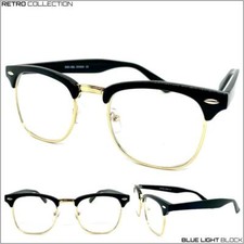 Mens Classic 50s Retro Computer EYE GLASSES Frame Clear Blue Light Blocking Lens