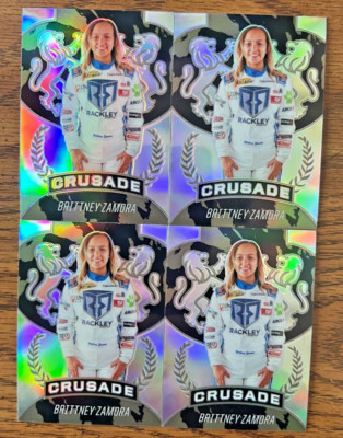 (4) CARD LOT  2021 Panini Chronicles NASCAR Crusade BRITTNEY ZAMORA Silver Prizm