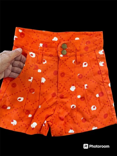 Poppet & Fox NWT Orange/White Pleated Bermuda Woven Lined Shorts- 7 Years - Picture 3 of 5