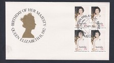 1982 BIRTHDAY OF QUEEN ELIZABETH II DECIMAL STAMP BLOCK 4 FIRST DAY COVER #A510