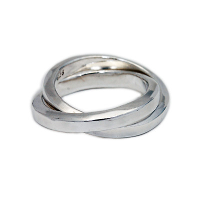 DOUBLE LINK HANDMADE PLAIN BAND RING 925 STERLING SILVER BIKER GOTHIC ec-r049