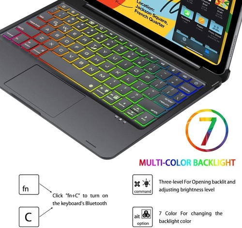 Funda con teclado táctil retroiluminada con rotación para Apple iPad Pro 11 iPad Air 5 4 10.9 - Imagen 10 de 35