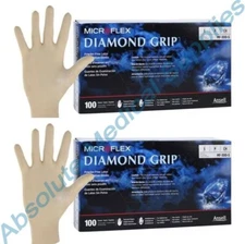*200-Gloves* MicroFlex Diamond Grip Powder-Free Latex Examination Small MF-300-S
