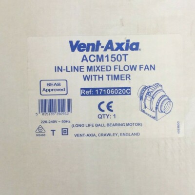 VENT AXIA ACM150T 17106020 INLINE TIMER FAN 6u0026#034; | eBay