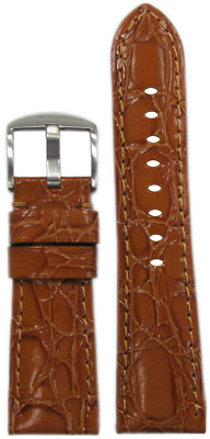 26mm XL Panatime Honey Leather Watch Band w Gator Print& MS For Panerai Radiomir